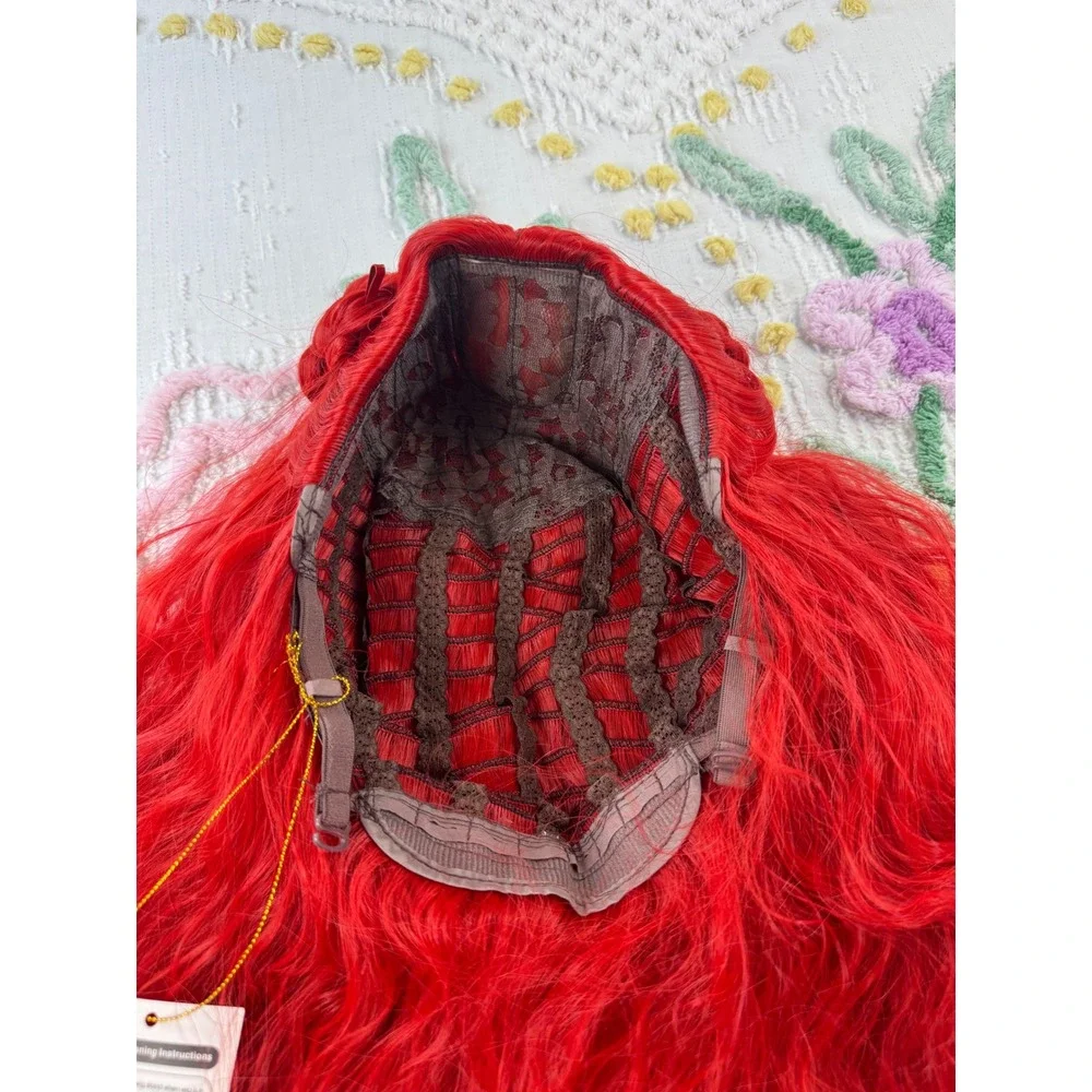 Vibrant Red‎ Cosplay Wig Braided Buns Long Wavy Synthetic Fiber